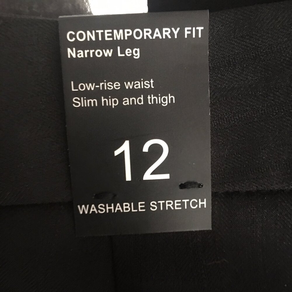 New Amanda & Chelsea Black Contemporary  Fit Size 12 with shadow stripe.